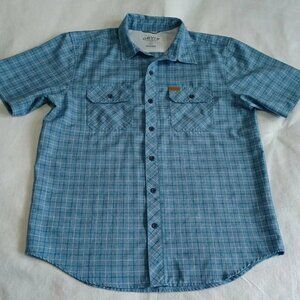 Orvis Men's Size Medium Short Sleeve Shirt Classic Collection Blue Plaid Tech